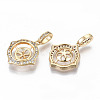 Brass Micro Pave Clear Cubic Zirconia Peg Bails Pendants KK-T062-13G-NF-2