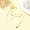 Glass Rectangle Pendant Necklace with Golden Brass Cable Chains Necklace for Women NJEW-FZ00012-4