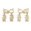 Brass Micro Pave Clear Cubic Zirconia Pendant Links ZIRC-C020-33G-2