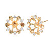 Brass Micro Pave Clear Cubic Zirconia Stud Earring Findings KK-S364-055-2