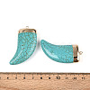 Dyed Synthetic Turquoise Tusk Shape Big Pendants TURQ-T004-22-3