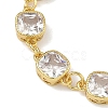 Square Brass Pave Cubic Zirconia Link Chain Bracelets for Women BJEW-P385-08G-03-2