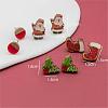 4 Pairs Santa Claus & Holly Leaves & Christmas Socking Printed Wood Stud Earrings EJEW-OY001-02-2