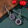 Hexagon Natural Amethyst Dangle Earrings EJEW-K298-01P-01-2