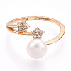Stars Natural Pearl Finger Ring with Cubic Zirconia PEAR-N020-06K-2