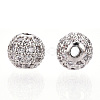 Rack Plating Brass Cubic Zirconia Beads ZIRC-S001-6mm-A03-2