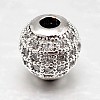 Round Brass Micro Pave Cubic Zirconia Beads ZIRC-N016-01P-6MM-1