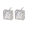 Brass Micro Pave Clear Cubic Zirconia Stud Earrings EJEW-C174-02B-P-4