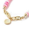 Handmade Disc Polymer Clay Braided Bead Bracelet BJEW-JB07407-01-6
