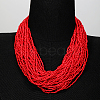 Plastic Beaded Multi-strand Necklaces ZG0249-3-1