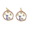Brass Enamel Pendants KK-P326-16G-1