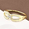 Brass Micro Pave Clear Cubic Zirconia Bangles for Women BJEW-D368-02G-1