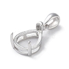 Rhodium Plated Rack Plating 925 Sterling Silver Pendants Cabochon Settings STER-NH0001-49C-P-2