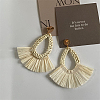 Teardrop with Fan Alloy Rattan Clip-on Earrings FS-WGFEF3F-04-1