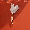 White Champaca Alloy Resin Brooch for Backpack Clothes  PW-WGA49BC-01-3
