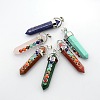 Yoga Chakra Jewelry Platinum Plated Brass Gemstone Double Terminated Pointed Big Pendants G-P053-19-1