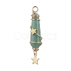 3Pcs 3 Styles Natural Green Aventurine Pointed Copper Wire Wrapped Faceted Bullet Big Pendants PALLOY-JF03572-02-3