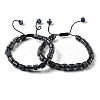Adjustable Natural Sodalite and Non-magnetic Synthetic Hematite Braided Bead Bracelets BJEW-Z090-01C-4
