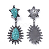 Polymer Clay Rhinestone Dangle Stud Earrings EJEW-E249-01-3
