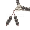 Natural Lava Rock & Cubic Zirconia Round Beads Stretch Bracelet BJEW-JB07200-5