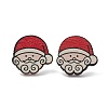 Christmas Printed Wooden Stud Earrings EJEW-D046-05-2