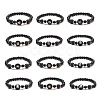 Glass & Natural Lava Rock & Synthetic Hematite Stretch Bracelet Sets BJEW-JB09204-1