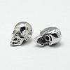 Skull Brass Micro Pave Cubic Zirconia Beads ZIRC-F018-03P-1