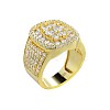 Square Alloy with Crystal Rhinestone Finger Rings FS-WG4A2D8-39-1