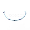 Resin Evil Eye & Glass Seed Beaded Necklace for Women NJEW-JN04243-5