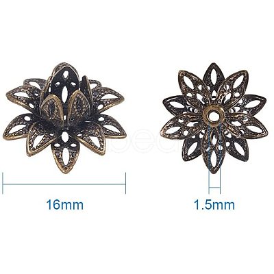 Brass Flower Bead Caps KK-PH0004-24AB-1