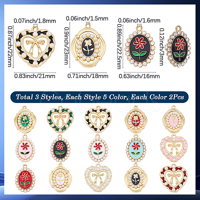 30Pcs 15 Styles Alloy Enamel Pendants FIND-SC0023-25-1
