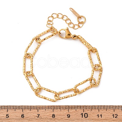 304 Stainless Steel Paperclip Chain Bracelets for Women Men BJEW-A048-01G-1