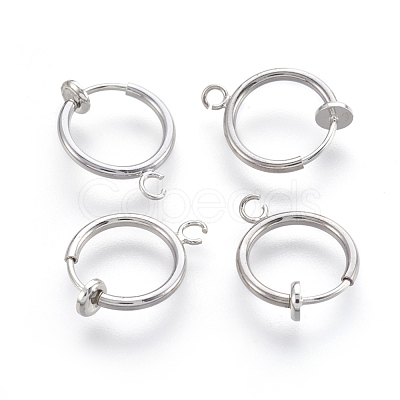 Brass Clip-on Hoop Earrings X-KK-L169-06P-1