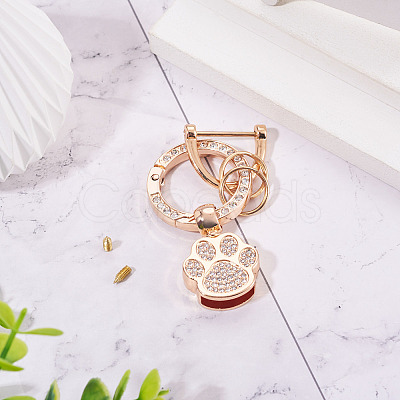 1Pc DIY Alloy Rhinestone Spring Gate Rings Keychains FIND-TA0008-54A-G-1