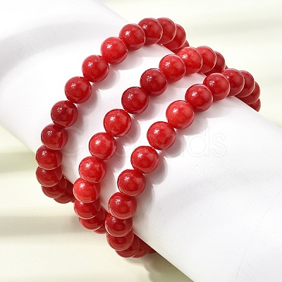 8MM Natural Dyed White Jade Round Beaded Stretch Bracelets for Women GG-CBA3F02-12A-1
