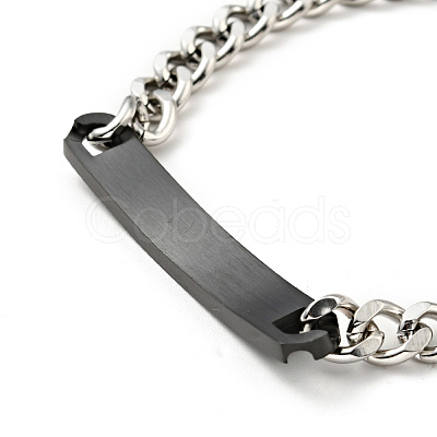 304 Stainless Steel Rectangle Link Bracelet with Cubic Zirconia for Women BJEW-P273-05A-EB-1