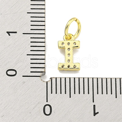 Letter Brass Micro Pave Clear Cubic Zirconia Pendants KK-K354-06G-I-1