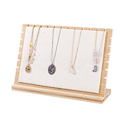 Detachable Bamboo Slant Back Necklace Display Stands NDIS-WH0001-17-1
