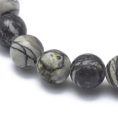 Natural Netstone Bead Stretch Bracelets X-BJEW-K212-B-021-1