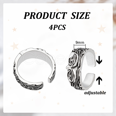 4Pcs Brass Cuff Open Rings for Men RJEW-UN0003-11AS-1