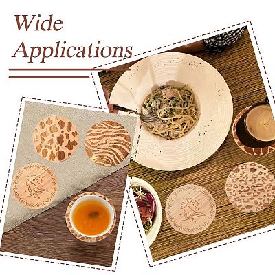 5Pcs 5 Colors Wood Coaster AJEW-CJ0001-67-1