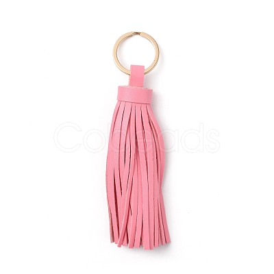 PU leather Tassel Pendants Keychains KEYC-WH0021-36C-1