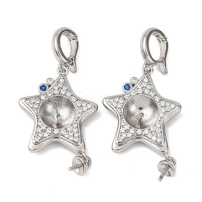 Brass Micro Pave Cubic Zirconia Star Peg Bails KK-A279-01P-1
