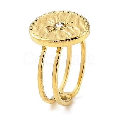 Ion Plating(IP) 304 Stainless Steel Open Cuff Ring for Women RJEW-F166-07G-01-1