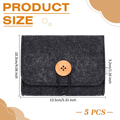 5Pcs Felt Jewelry Storage Bags with Button ABAG-BC0001-71A-1