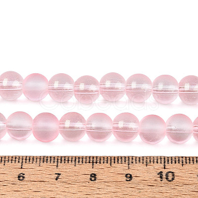 Frosted Transparent Glass Bead Strands X1-GLAA-P065-8mm-03-1