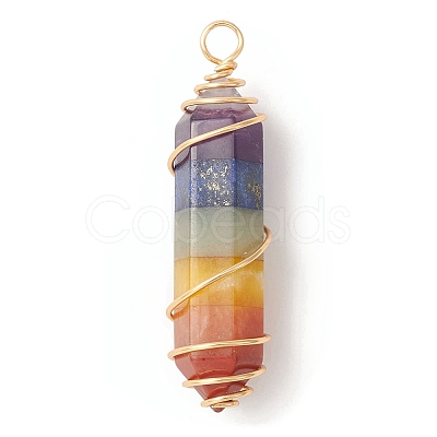 7 Chakra Gemstone Double Terminal Pointed Pendants PALLOY-TA00057-02-1