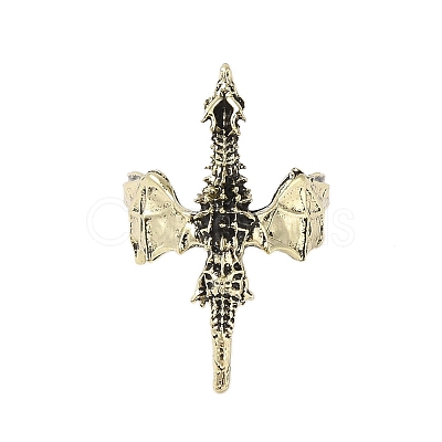 Dragon Alloy Open Cuff Rings for Women Men RJEW-A045-02AB-1