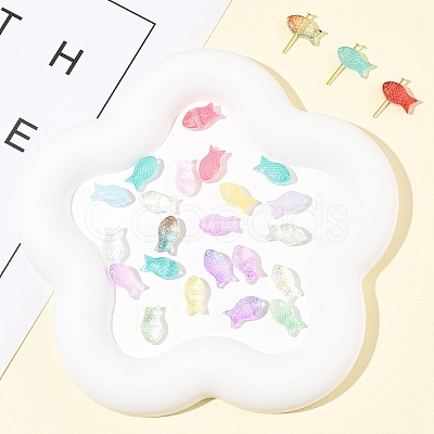 50Pcs Transparent Spray Painted Glass Beads GLAA-FS0002-06A-1
