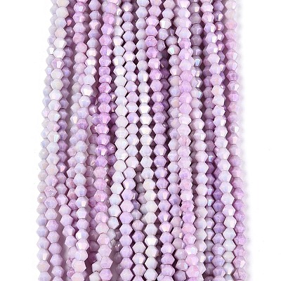 Anti-Tarnish Electroplate Bicone Glass Beads Strands EGLA-T021-4mm-16-01-1